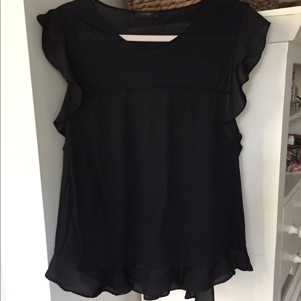 Pretty JCREW black ruffle sleeveless summer top M